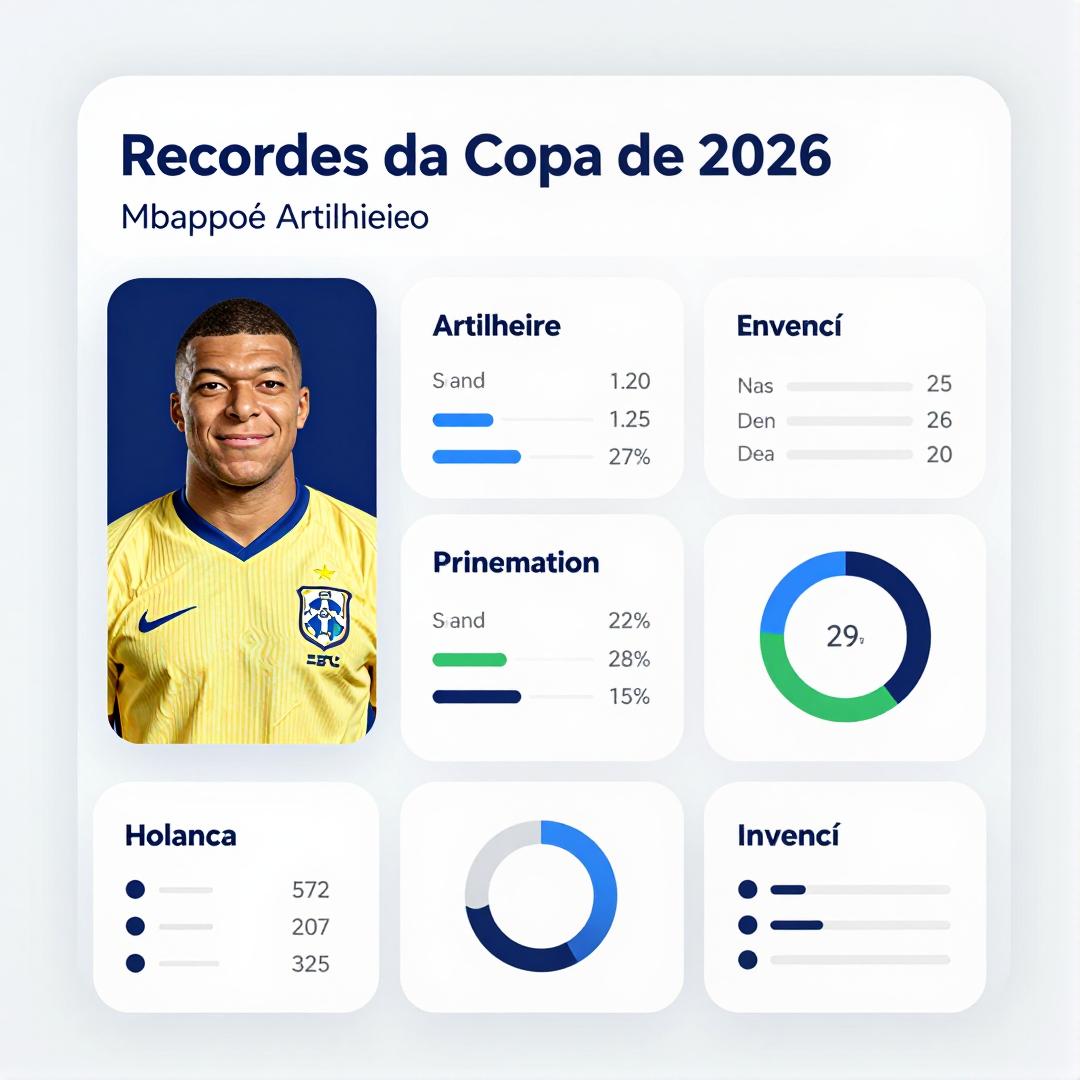Infográfico - Recordes da Copa de 2026: Mbappé Artilheiro, Holanda Invencível e o Novo Panorama do Futebol Internacional
