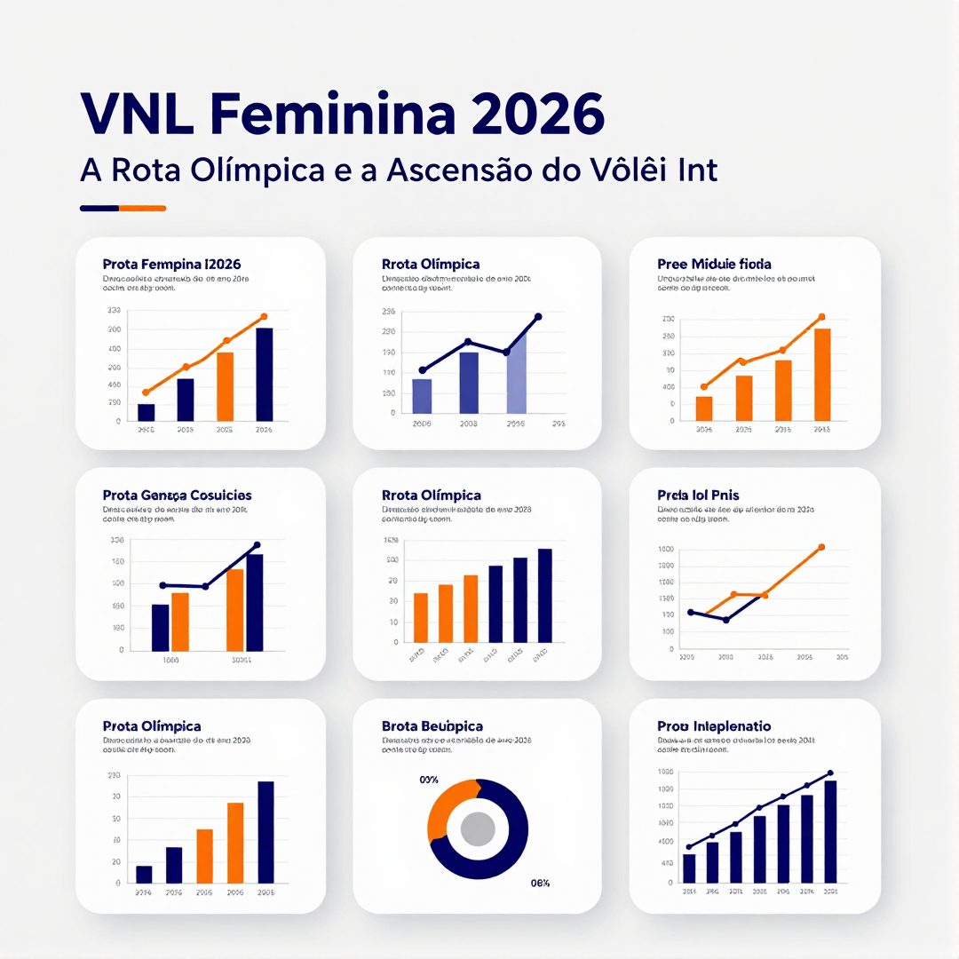 Infográfico - VNL Feminina 2026: A Rota Olímpica e a Ascensão do Vôlei Internacional