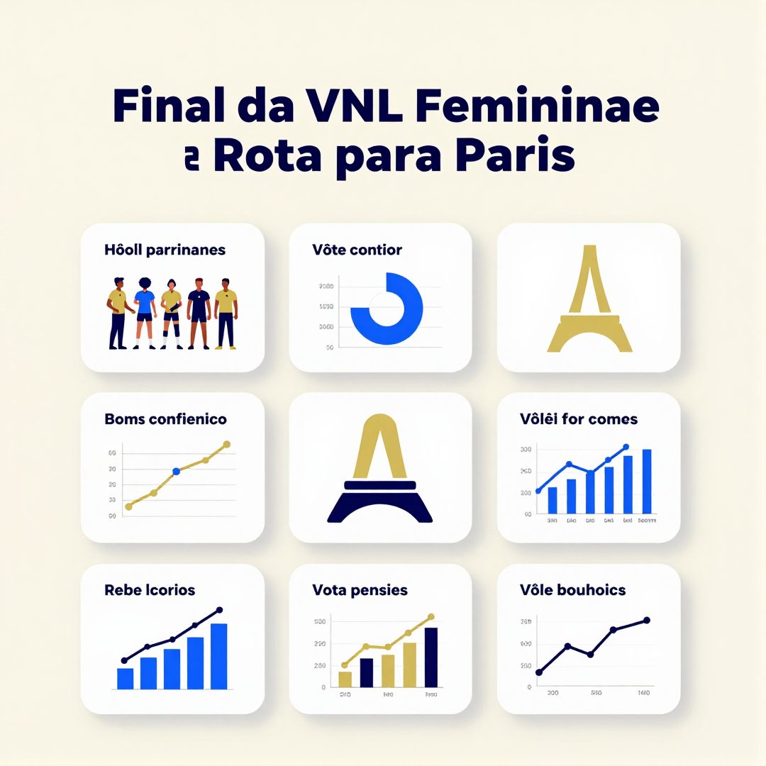 Infográfico - Final da VNL Feminina e a Rota para Paris: Como o Vôlei Brasileiro se Prepara para os Jogos Olímpicos
