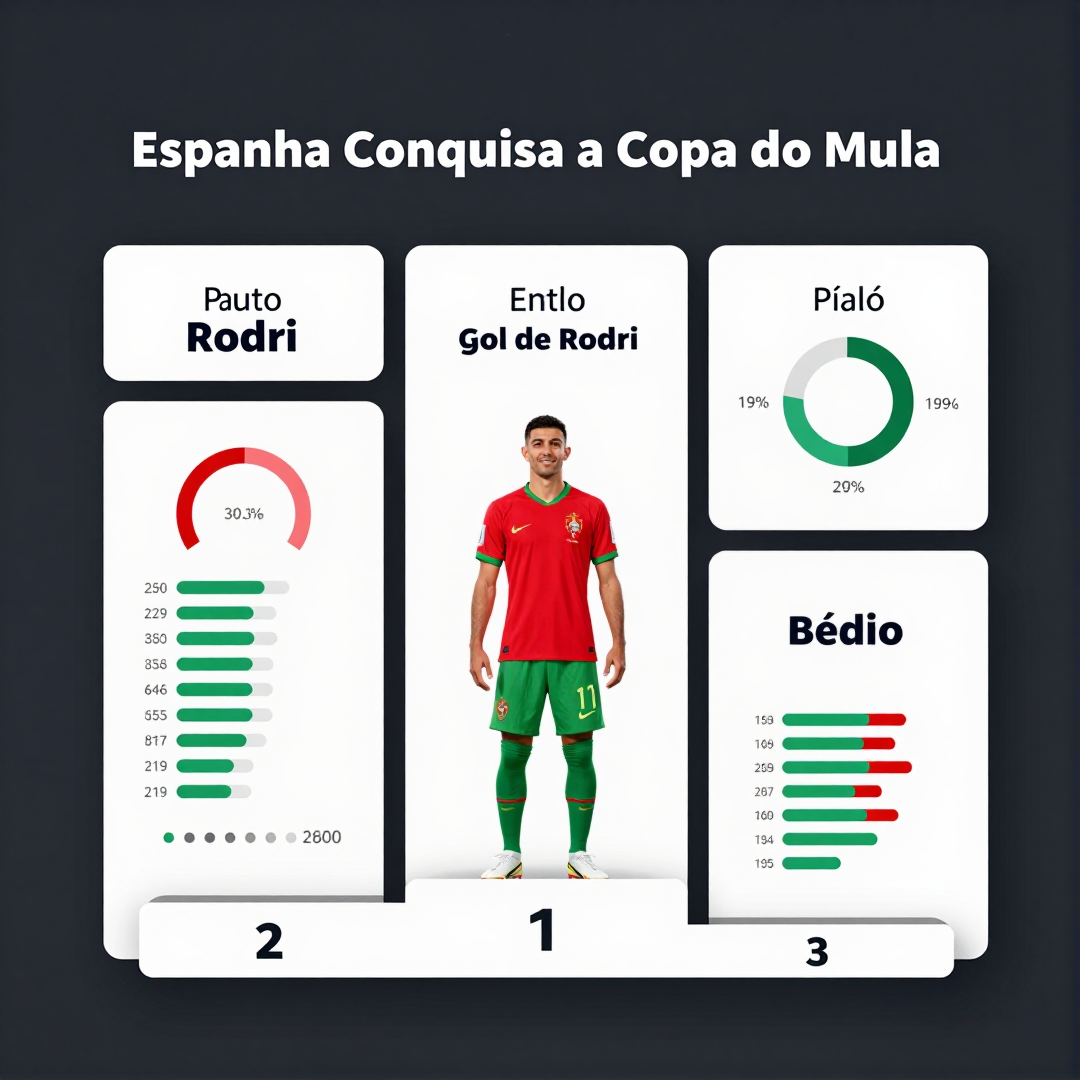 Infográfico - Espanha conquista a Copa do Mundo com gol de Rodri e pódio inesquecível