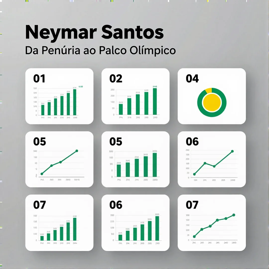 Infográfico - Neymar Santos evolução clube: Da Penúria ao Palco Olímpico