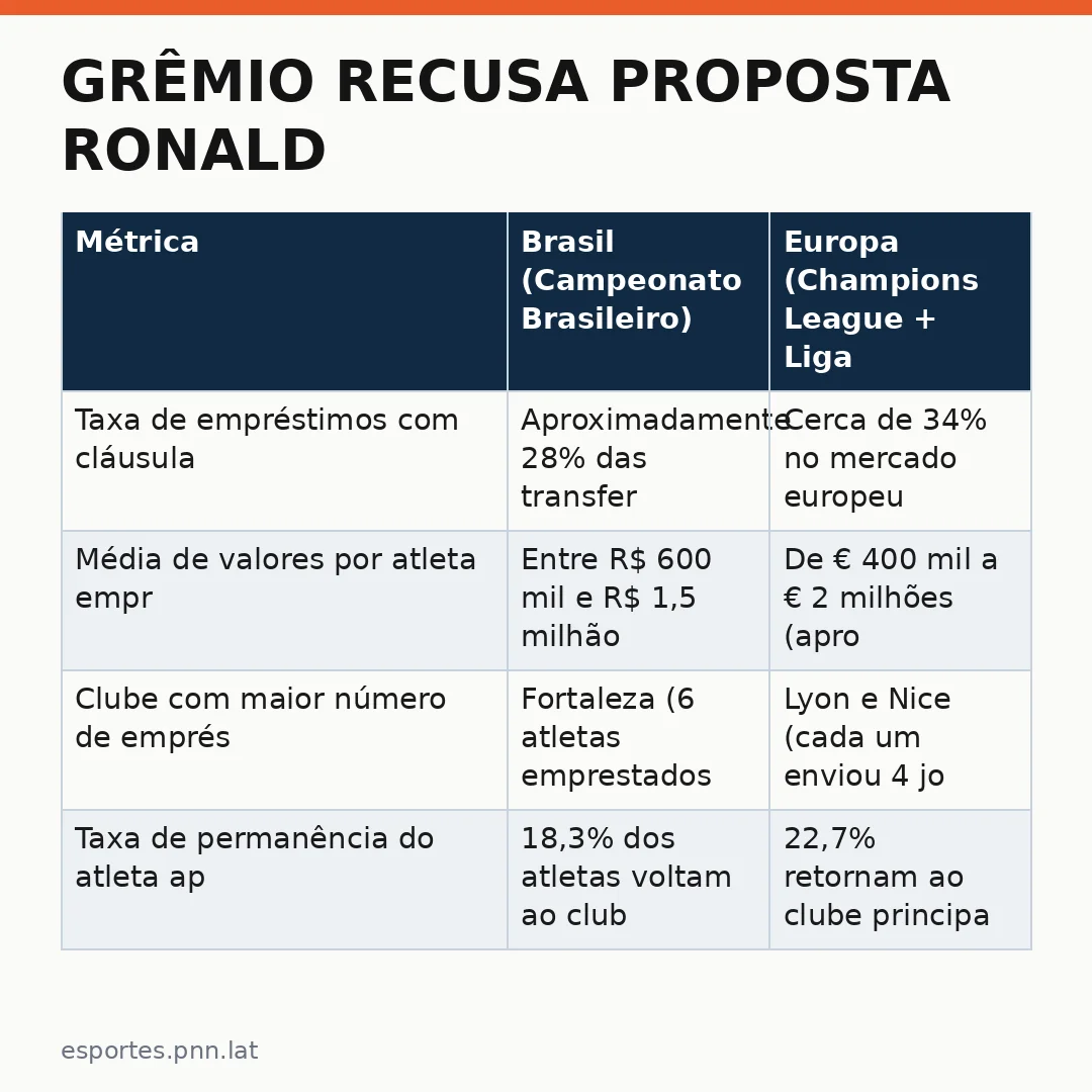 Infográfico - Grêmio recusa proposta Ronald: o mercado de inverno do futebol brasileiro reflete a dinâmica da Champions League