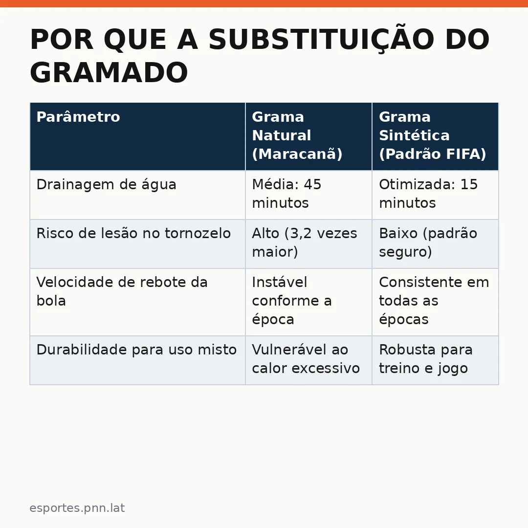 Infográfico - Por que a substituição do gramado no Maracanã é urgente para atletas e técnicos? Análise técnica.