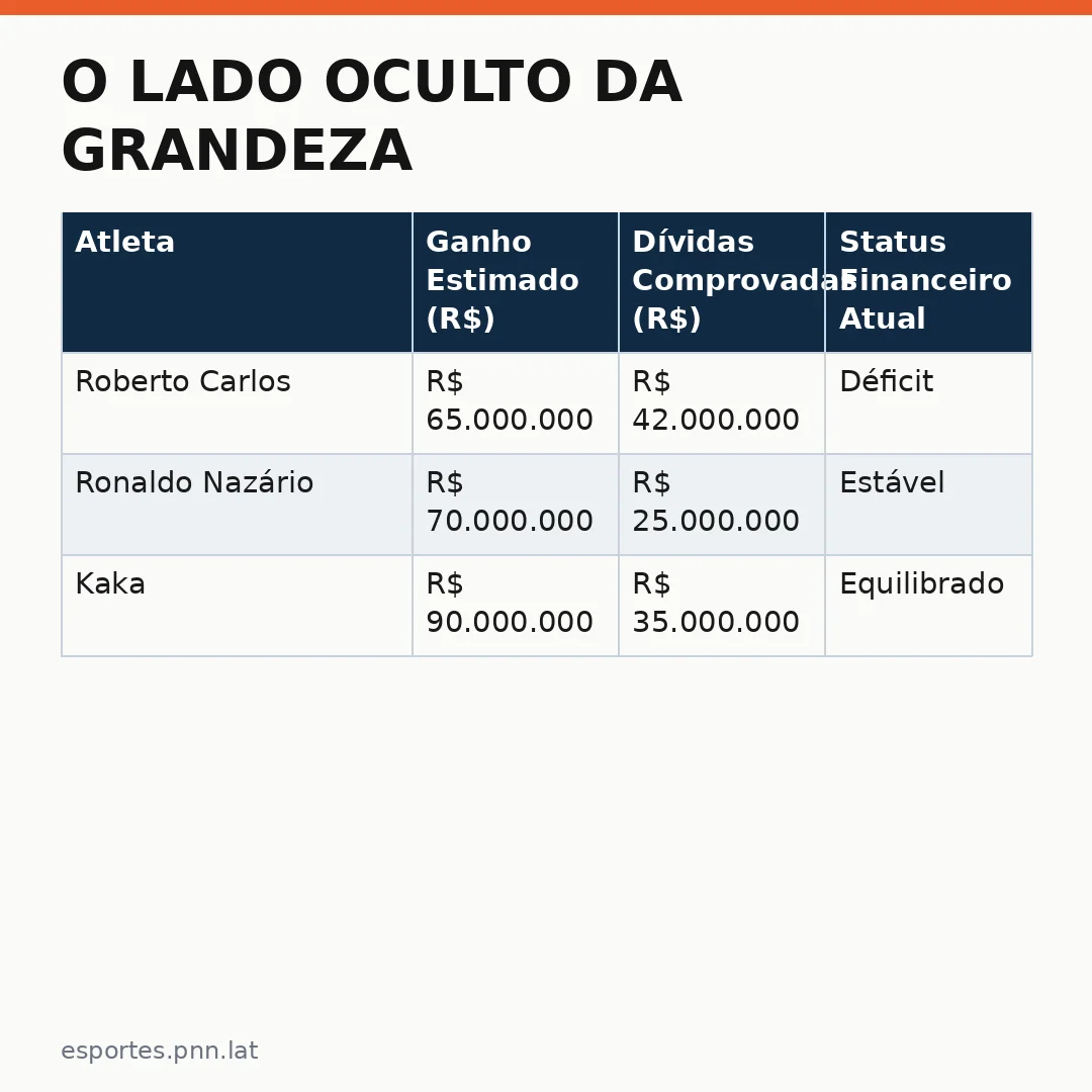 Infográfico - O Lado Oculto da Grandeza: Roberto Carlos e a Realidade Financeira dos Atletas